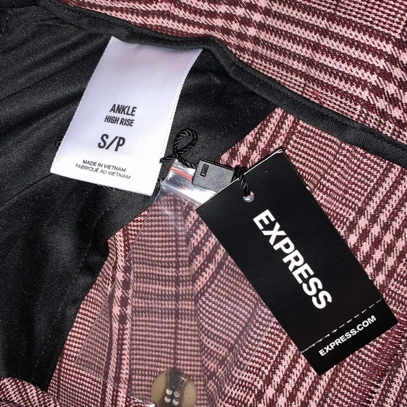 NWT {EXPRESS} High Waist Plaid Pull-On Ankle Pants - Picture 9 of 13
